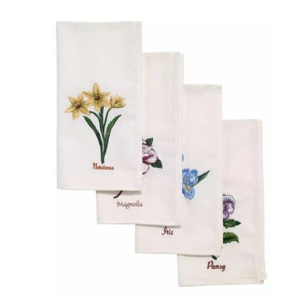 Avanti Portmeirion Embroidered Napkins Set of 4 Botanic Garden Flower Spring